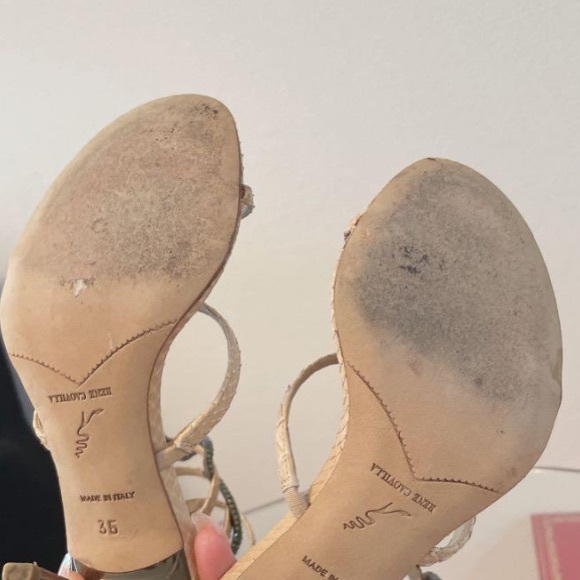 Rene Caovilla Beige and Black Snake Sandals - Picture 4 of 4